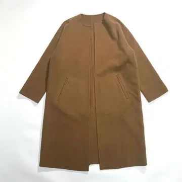 [ 새상품급 ] CINOH 노카라 롱 코트 울 캐시미어 카멜 브라운