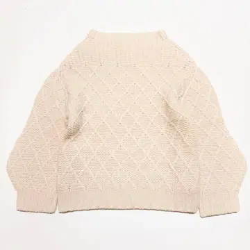 이에나 다이아 무늬 바이어스 니트 핸드니트 벌키 보틀넥