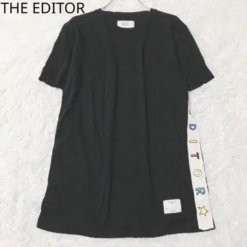 에디터 T셔츠 사이드 로고 크루넥 와펜 캐주얼 블랙