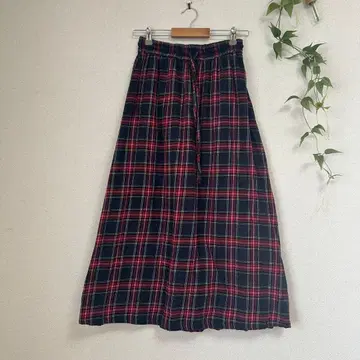 네이비 레드 체크 플레어 스커트 [ M~L ]