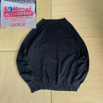 80s USA 헤인즈 Hanes 무지 블랙 맨투맨 L