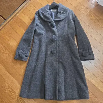그레이 롱 코트 큰 옷깃