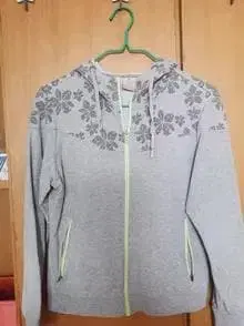 그레이 꽃무늬 풀 집업 후드티