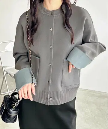 geera 배색 컬러 니트 가디건