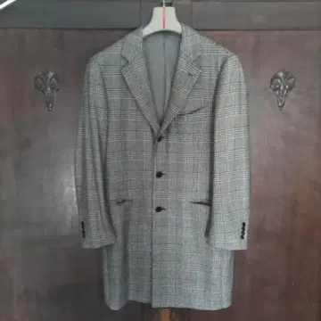 TOMORROWLAND 체크 무늬 체스터 코트 울 캐시미어 혼방