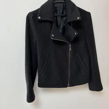 울 피 코트 블랙