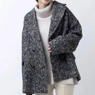 새상품급 플라스테 트위드 하프 코트 블랙 L