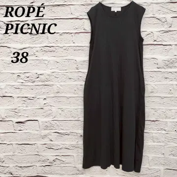 로페피크닉 [ 38 ] 슬리브리스 롱 원피스 크루넥 코튼 블랙