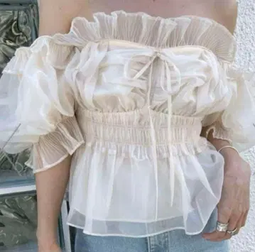 [택 포함 미사용 새상품] snidel 개더 프릴 오프숄더 블라우스