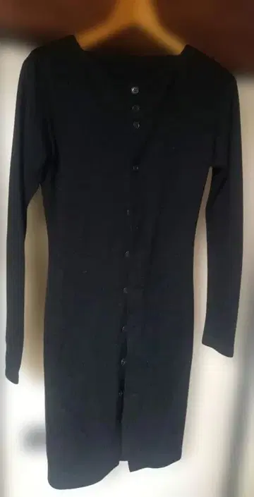 블랙 긴팔 롱 원피스 쇼와 레트로