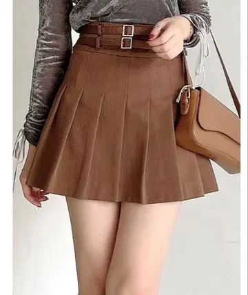 dazzlin 더블 벨트 미니 스커트