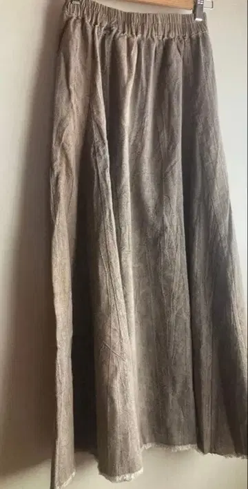 린넨과 코튼의 수제 염색 롱 스커트/브라운/면/린넨