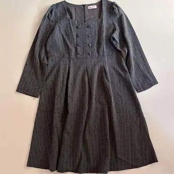 새상품급 타베루노스키 스트라이프 패턴 하트 도트 프렌치 원피스 3L