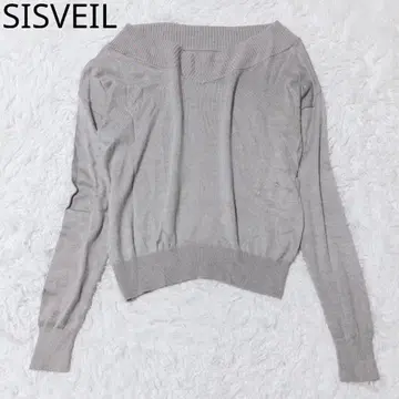 시스베일 니트 긴팔 보트넥 얇은 소재 짧은 기장 캐주얼 그레이 S