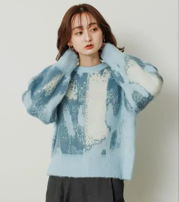 센스 오브 플레이스 뉴앙스 패턴 니트 스웨터 블루