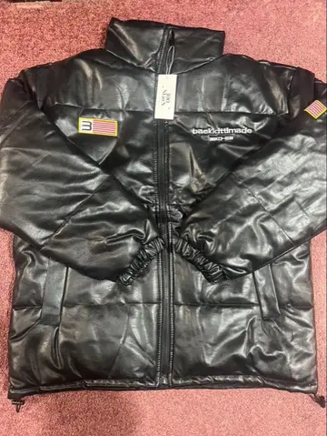 100STARS PU 가죽 다운 자켓