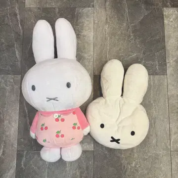 미피 체리 패턴 봉제 인형 린넬 봉제 인형 쿠션 세트