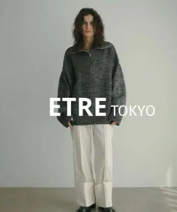 ETRE TOKYO 니트 믹스얀 하프 지퍼 니트 풀오버