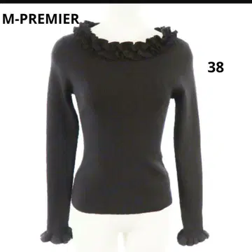 미사용 [ M-PREMIER COUTURE ] 38 블랙 넥 소매 프릴