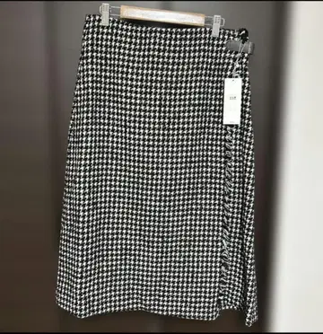 23구 하운드 투스 패턴 랩스커트 벨트 포함 사이즈 44