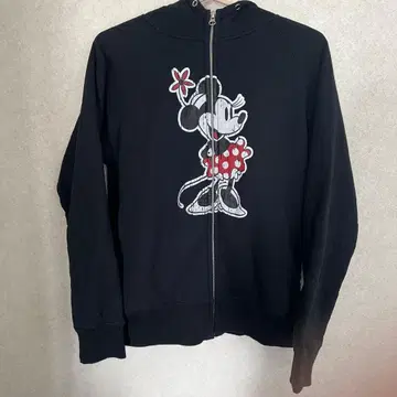 미니 마우스 자수 블랙 후드티