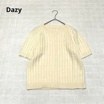 [ Dazy ] 니트 스웨터 반팔 리브 둥근 카라 심플 M 루즈핏