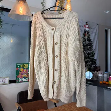 FREAK'S STORE 크림색 케이블 니트 가디건