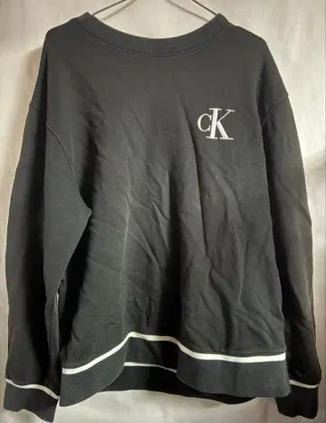 인기 모델 CK 캘빈클라인 자수 로고 맨투맨 트레이닝복 블랙