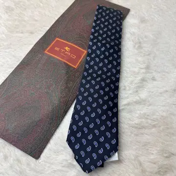 미사용 새상품 ETRO 페이즐리 무늬 넥타이 네이비
