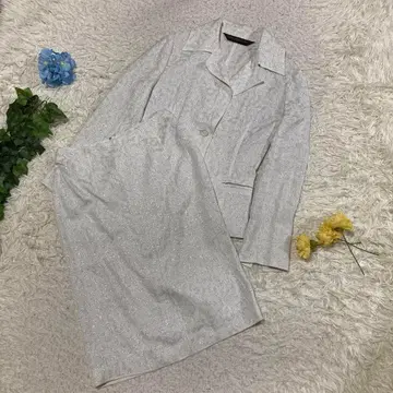 새상품급 노베스파지오 스커트 수트 상하의 셋업 실버 라메 38 M