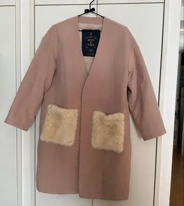 퍼 달린 포켓 롱 코트 F 사이즈 핑크