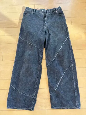 JieDa 24aw DISTORTED DENIM PANTS BLACK