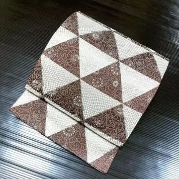 순수 실크 육통 후쿠로 오비 [ 비늘 문양 꽃 사슴 무늬 ]