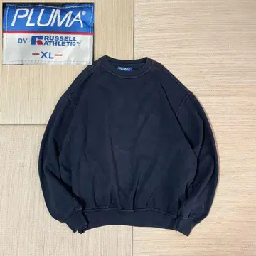 90s 러셀 애슬레틱 PLUMA 블랙 무지 맨투맨 XL