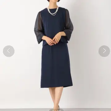 LEPSIM 샤이니 슬리브 셋업 네이비