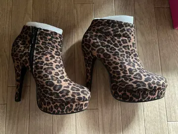레오파드 부츠 부티 통굽 핑힐 아타걸 L 사이즈