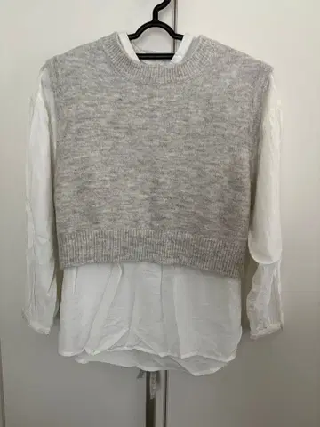 레이어드 니트 셔츠 세트