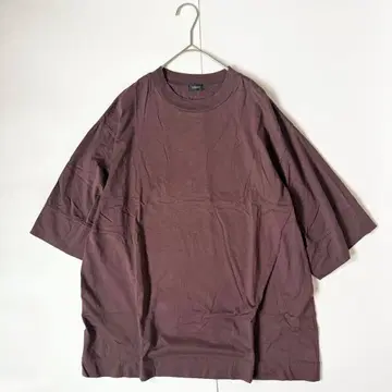 LOEFF 로에프 수빈 코튼 천축 5부 소매 티셔츠 브라운