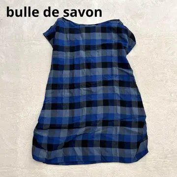 x54 bulle de savon 파랑 체크 튜닉 원피스 얇은 소재