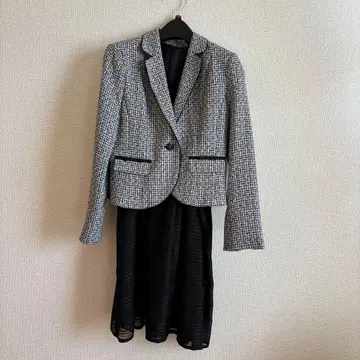 트위드 스커트 수트 블랙 화이트