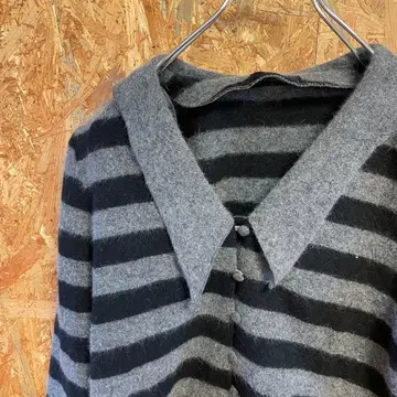 AE9190 ROPE 긴팔 니트 그레이 보더 여성용 60