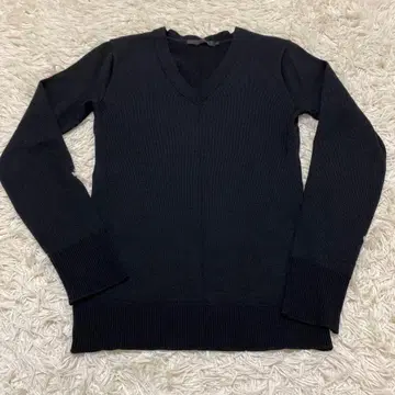 리치움옴 블랙 V넥 스웨터 M 롱T 니트 울