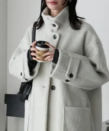 스텐카라 코트 [ forksy. ] 샤기 오버 사이즈 하이넥