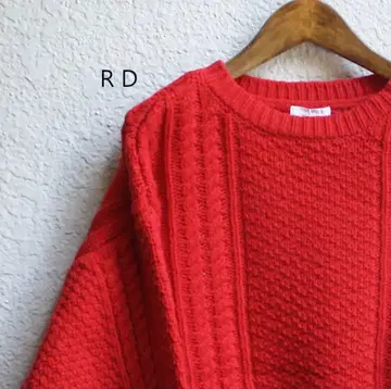 아란 니트 스웨터 blissbunch 블리스 빨간색 나츄란