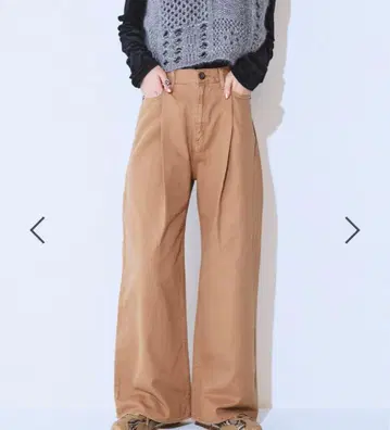 새상품 JEANASIS 지나시스 컬러턱 데님 와이드 팬츠 데님