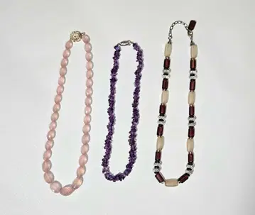 로즈쿼츠와 자수정 목걸이 세트