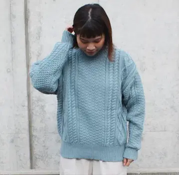 아란 니트 스웨터 파랑 blissbunch 블리스치 나란