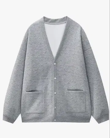 따뜻한 OKJCON 그레이 긴팔 퀼팅 가디건 M 사이즈