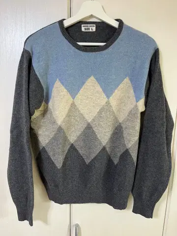 HARRISS 해리스 로퍼 아가일 스웨터 L 사이즈 그레이 계열