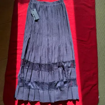 플리츠 스커트 M-L 퍼플 레이스 포함 셋업